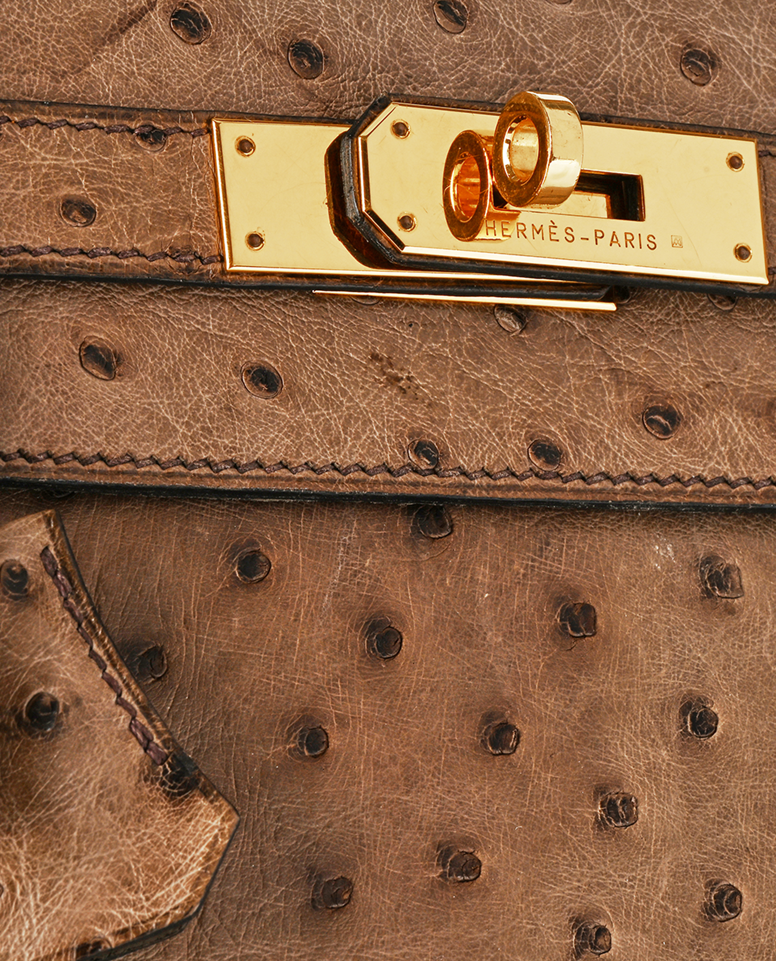 Kelly 28 In Ostrich Mousse, &pound;14,000, Handbags, Taupe, Ostrich, Other view